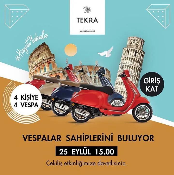 Tekira AVM Vespa Motosiklet Çekilişi Gerçekleşiyor!