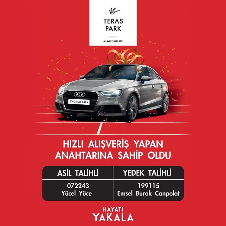 Teras Park AVM Audi A3 çekiliş sonucu açıklandı.
