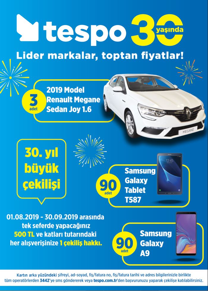 Tespo 30. Yıl Renault Megane Ödüllü Büyük Çekiliş Kampanyası!