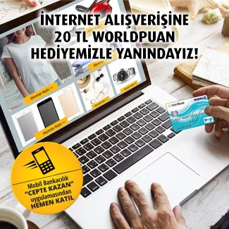 Vakıfbank WorldCard ile İnternet alışverişinize 20 TL'ye varan Worldpuan! Vakıfbank WorldCard ile İnternet alışverişinize 20 TL'ye varan Worldpuan!