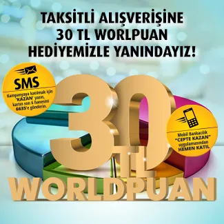 VakıfBank Worldcard Taksitli Harcamalarınıza 30 TL Worlpuan hediye!