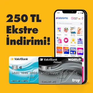 Vakıfkart ile Pazarama'dan 2.500 TL ve üzeri alışverişinize 250 TL ekstre indirimi!