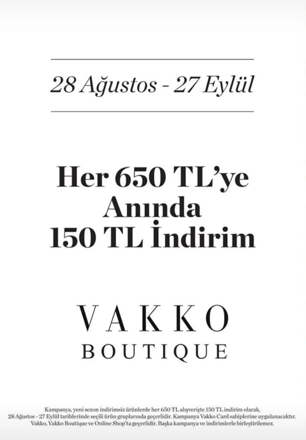 Vakko'da 150 TL İndirim Fırsatı!