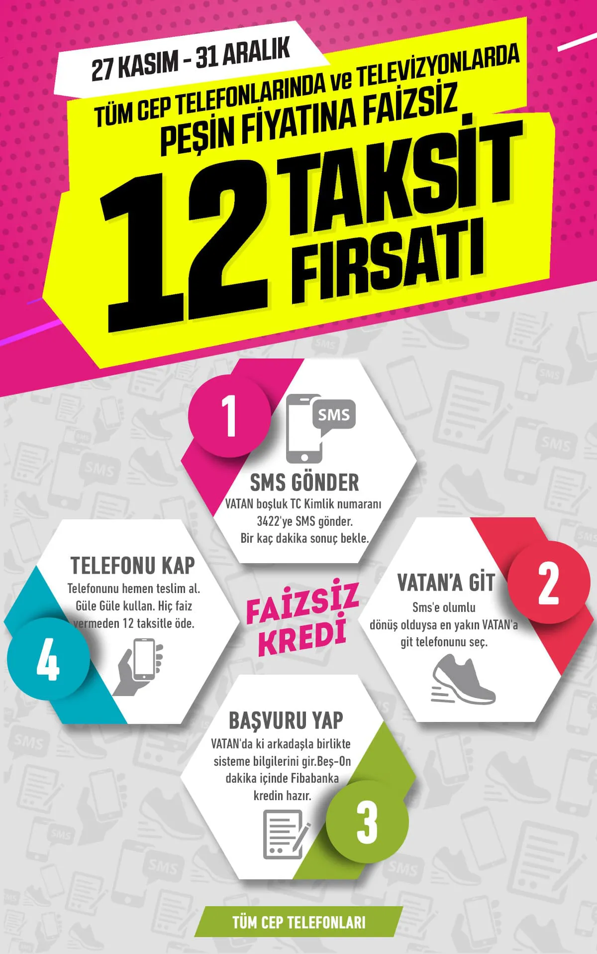 Vatan Bilgisayar'da 12 taksit fırsatı!