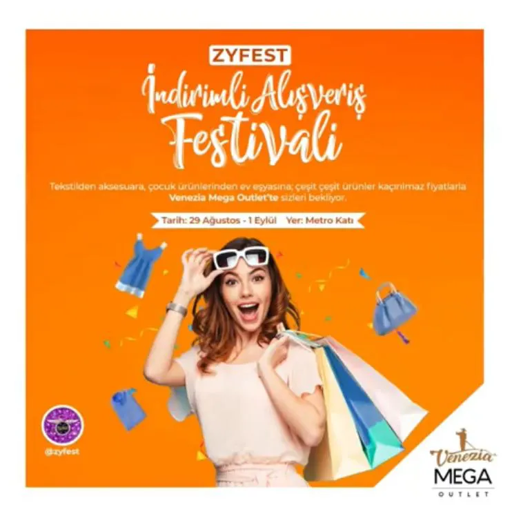 Yazın son indirimleri İndirimli Alışveriş Festivali ZyFest’te, ZyFest Venezia Mega Outlet’te!