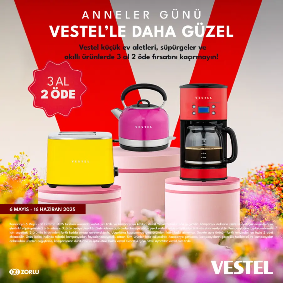 Anneler Günü Vestel'le Daha Güzel: 3 Al 2 Öde Fırsatını Yakalayın! Anneler Günü Vestel'le Daha Güzel: 3 Al 2 Öde Fırsatını Yakalayın!