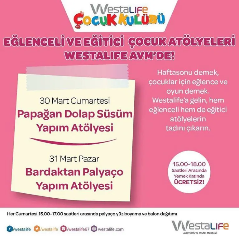 Eğlenceli ve Eğitici Çocuk Atölyeleri Wetalife AVM'de! Eğlenceli ve Eğitici Çocuk Atölyeleri Wetalife AVM'de!