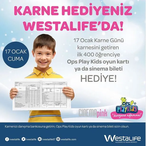 Çocuklar! Karne hediyeniz Westalife'da! Çocuklar! Karne hediyeniz Westalife'da!