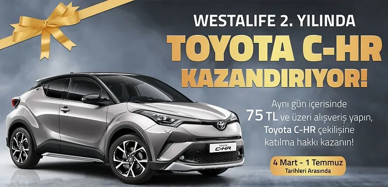 WestaLife 2. Yılında Toyota C-HR Kazandırıyor Çekiliş Kampanyası! WestaLife 2. Yılında Toyota C-HR Kazandırıyor Çekiliş Kampanyası!