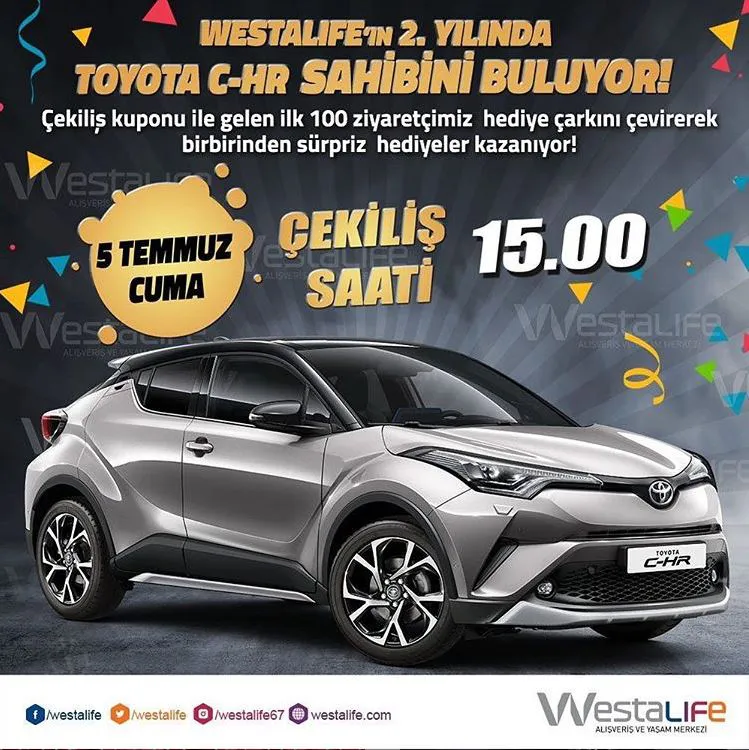 Westalife'ın 2. Yılında Toyota C-HR Çekilişle Sahibini Buluyor!