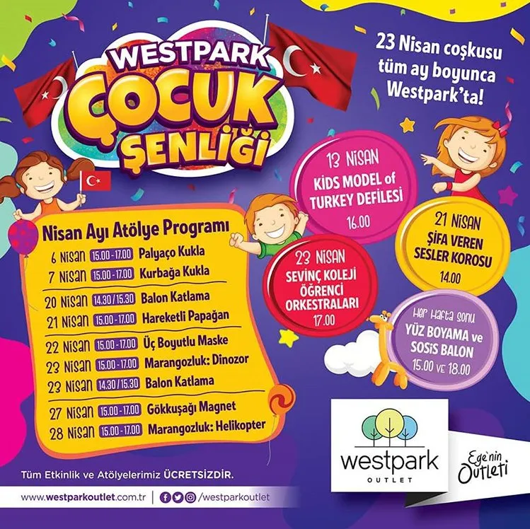 Westpark Çocuk Şenliği Nisan Ayı Atölye Programı! Westpark Çocuk Şenliği Nisan Ayı Atölye Programı!
