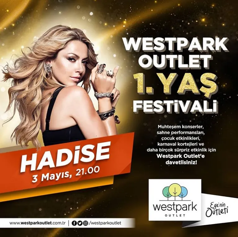 Westpark Outlet’ in muhteşem 1. Yıl dönümü kapsamında sahne Hadise'nin! Westpark Outlet’ in muhteşem 1. Yıl dönümü kapsamında sahne Hadise'nin!
