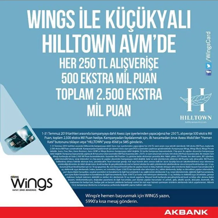 Wings'e Özel Hilltown'da 2.500 Ekstra Mil Puan! Wings'e Özel Hilltown'da 2.500 Ekstra Mil Puan!