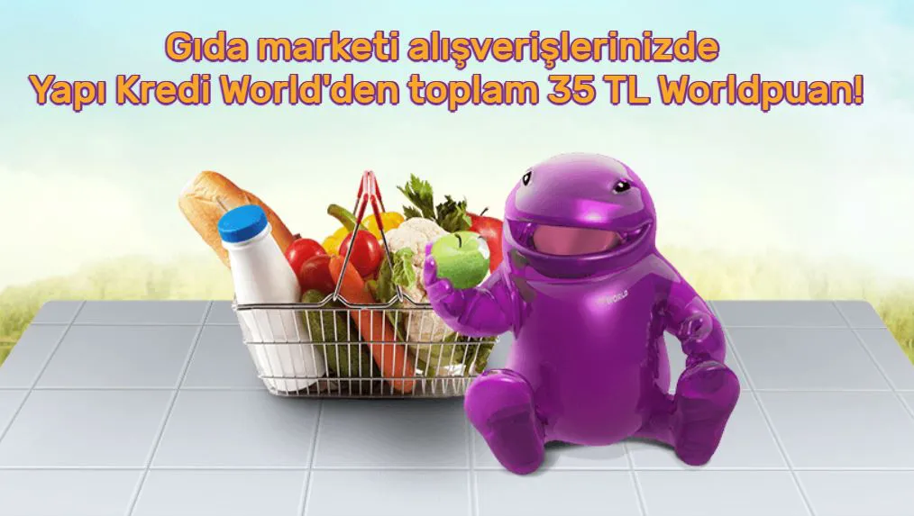 Gıda marketi harcamalarınıza 35 TL Worldpuan hediye! Gıda marketi harcamalarınıza 35 TL Worldpuan hediye!
