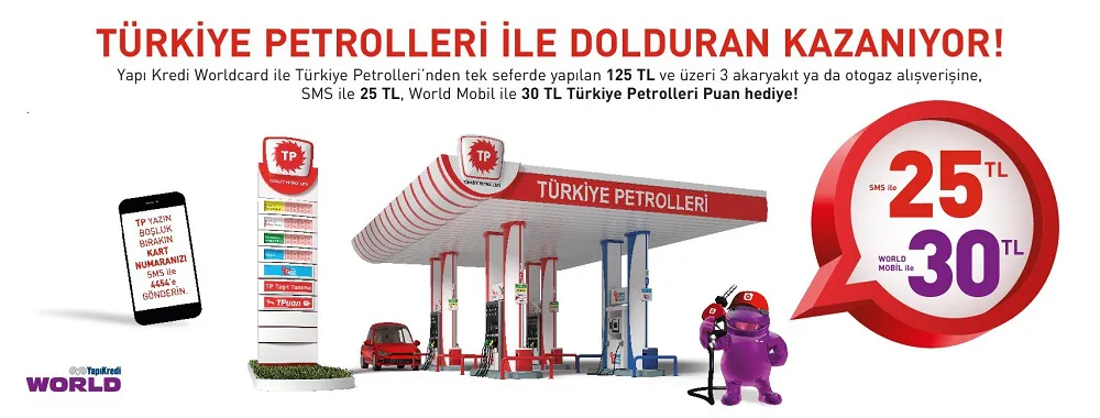 WorldCard ile 30 TL Türkiye Petrolleri Puan!