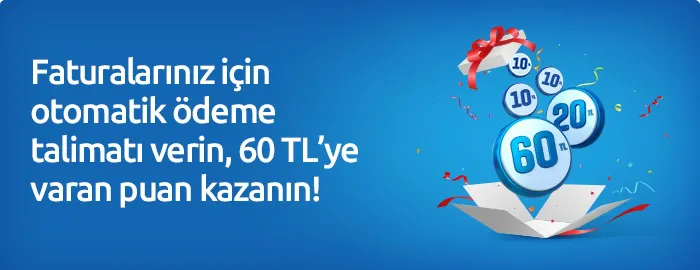 Yapı Kredi'den Otomatik ödeme talimatı ver 60 TL’ye varan puan kazan! Yapı Kredi'den Otomatik ödeme talimatı ver 60 TL’ye varan puan kazan!