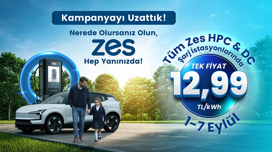 Zes ile 30 Ağustos'ta Elektrikli Araç Şarjında İndirim!