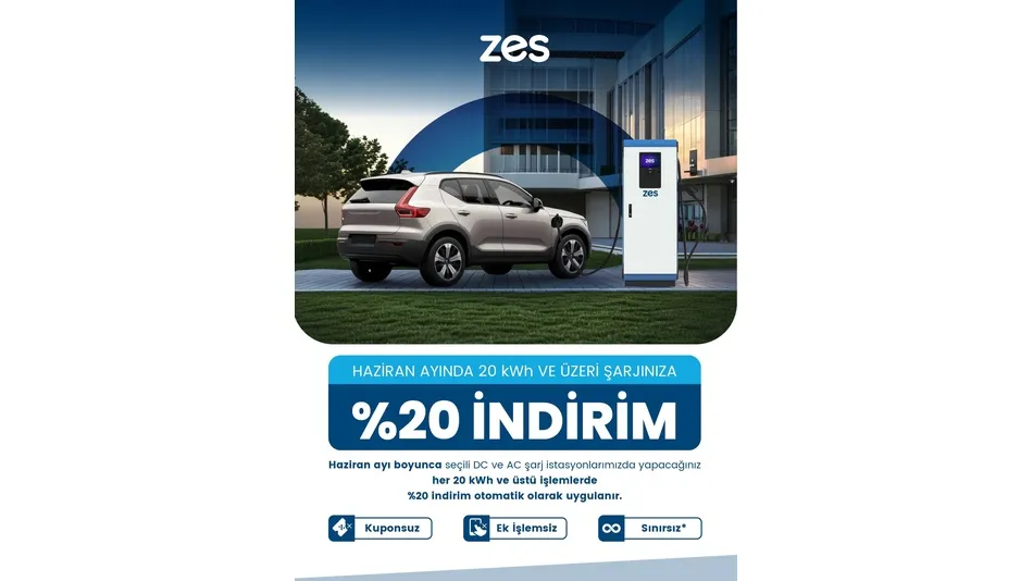 Zes Şarj İstasyonlarında %20 İndirim Fırsatı!  Elektrikli Araç Sahipleri Dikkat!