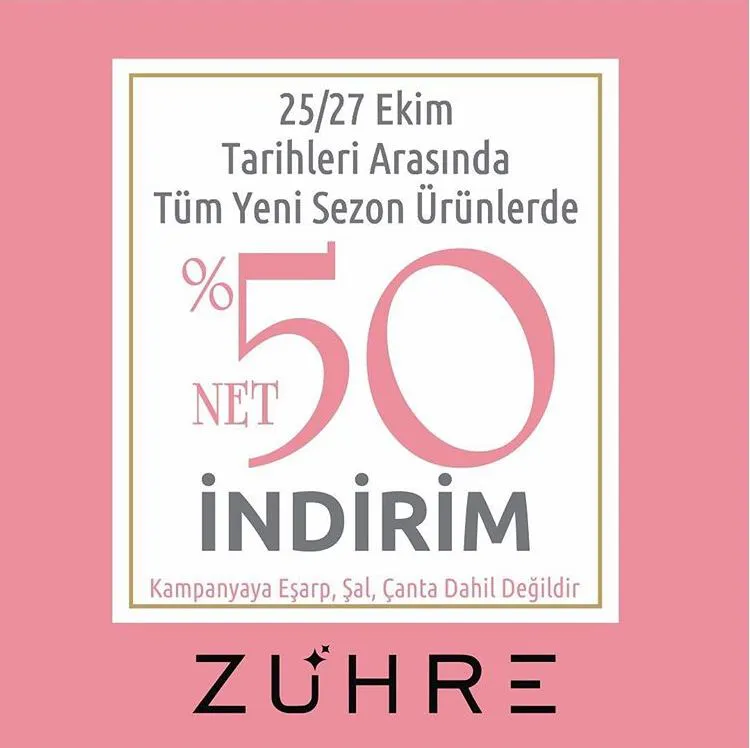 Zühre'de Net %50 İndirim Fırsatı!